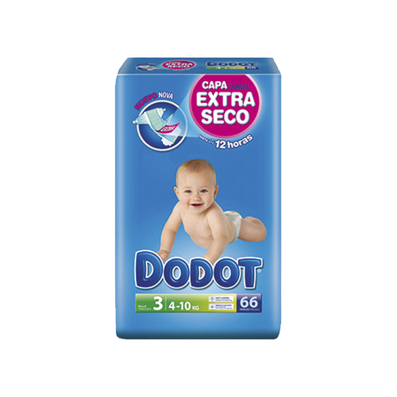 DODOT Bebé Seco Pañales Talla 3 / 66 unidades